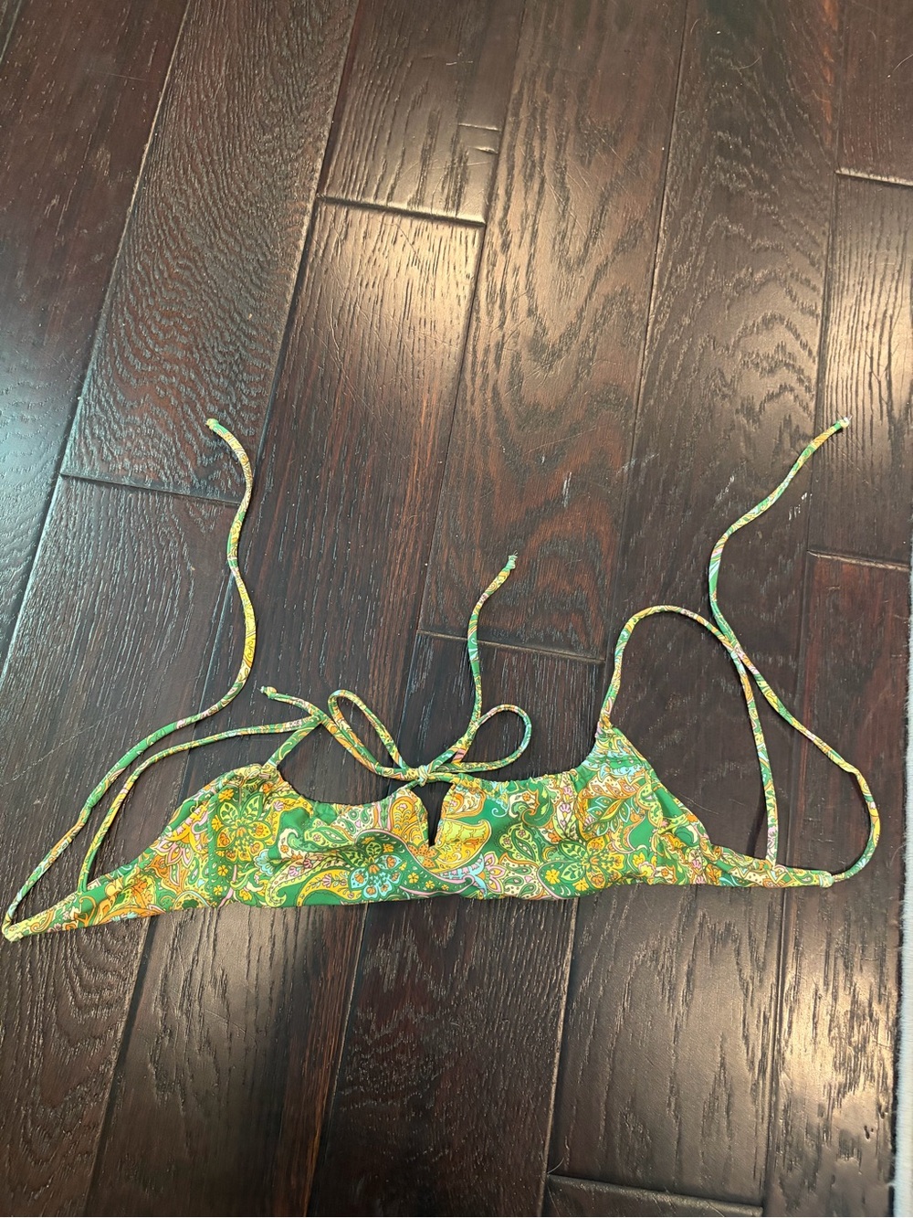 Skatie Demi top - riviera - XS - Green Paisley Tie-Back Bikini Top